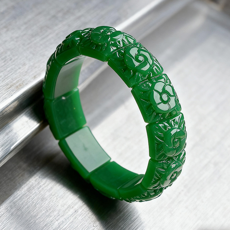 Women'S Vintage Accessories - Pulsera de flor de Jade Real,